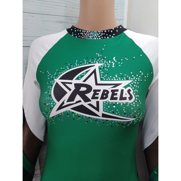 Varsity REBELS Athletic Cheerleader Cheerleading Dance Uniform Romper Sz YX4R - Picture 2 of 9